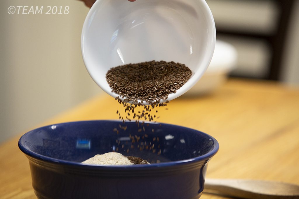 Mix all of the ingredients together in a bowl to make the bread dough.