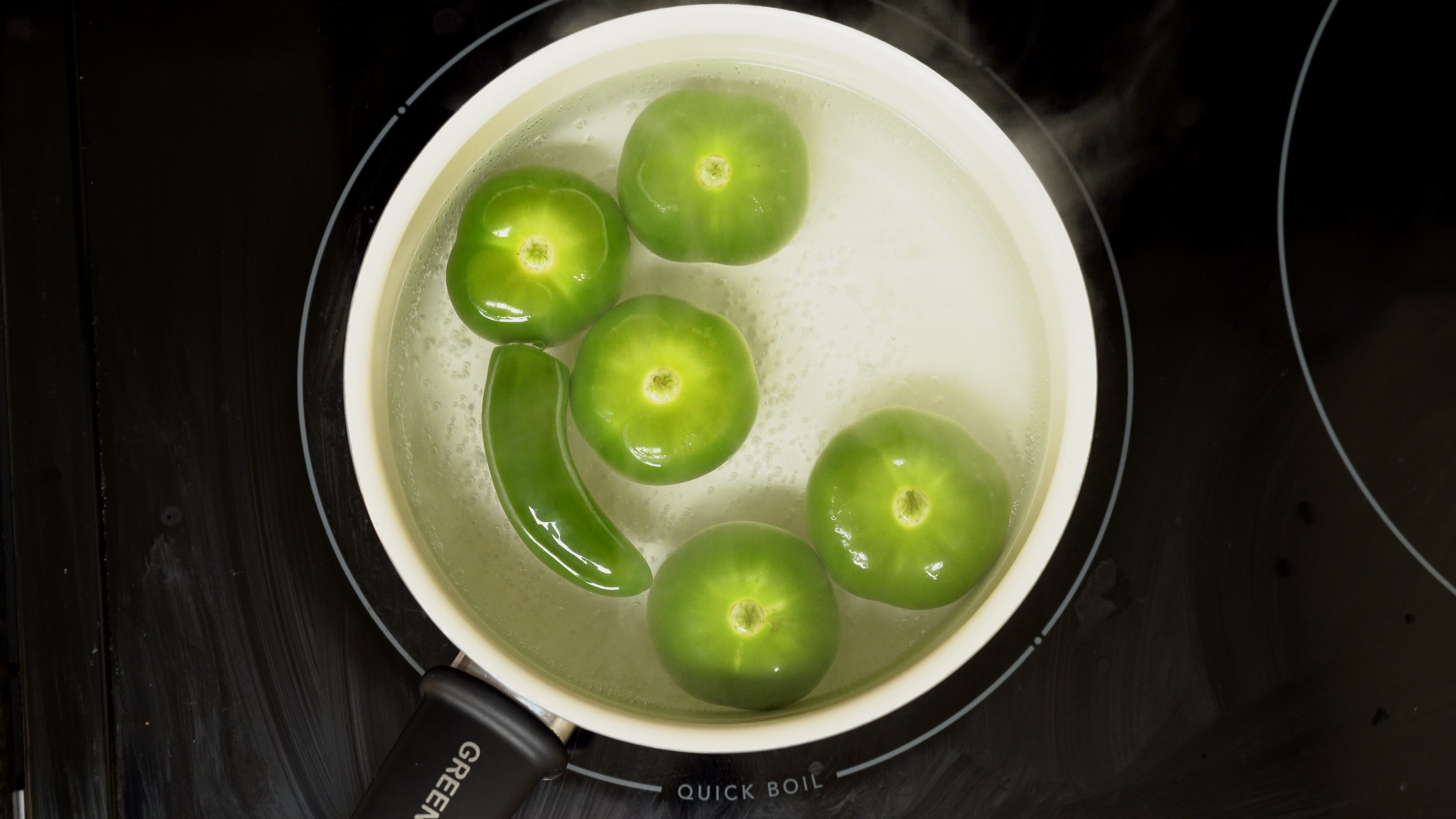 Tomatillos and pepper for enchiladas verdes sauce