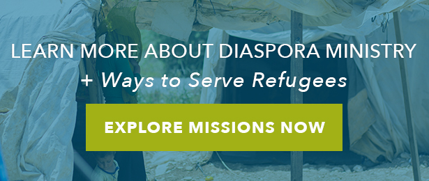graphic with link to ways to serve and help refugees