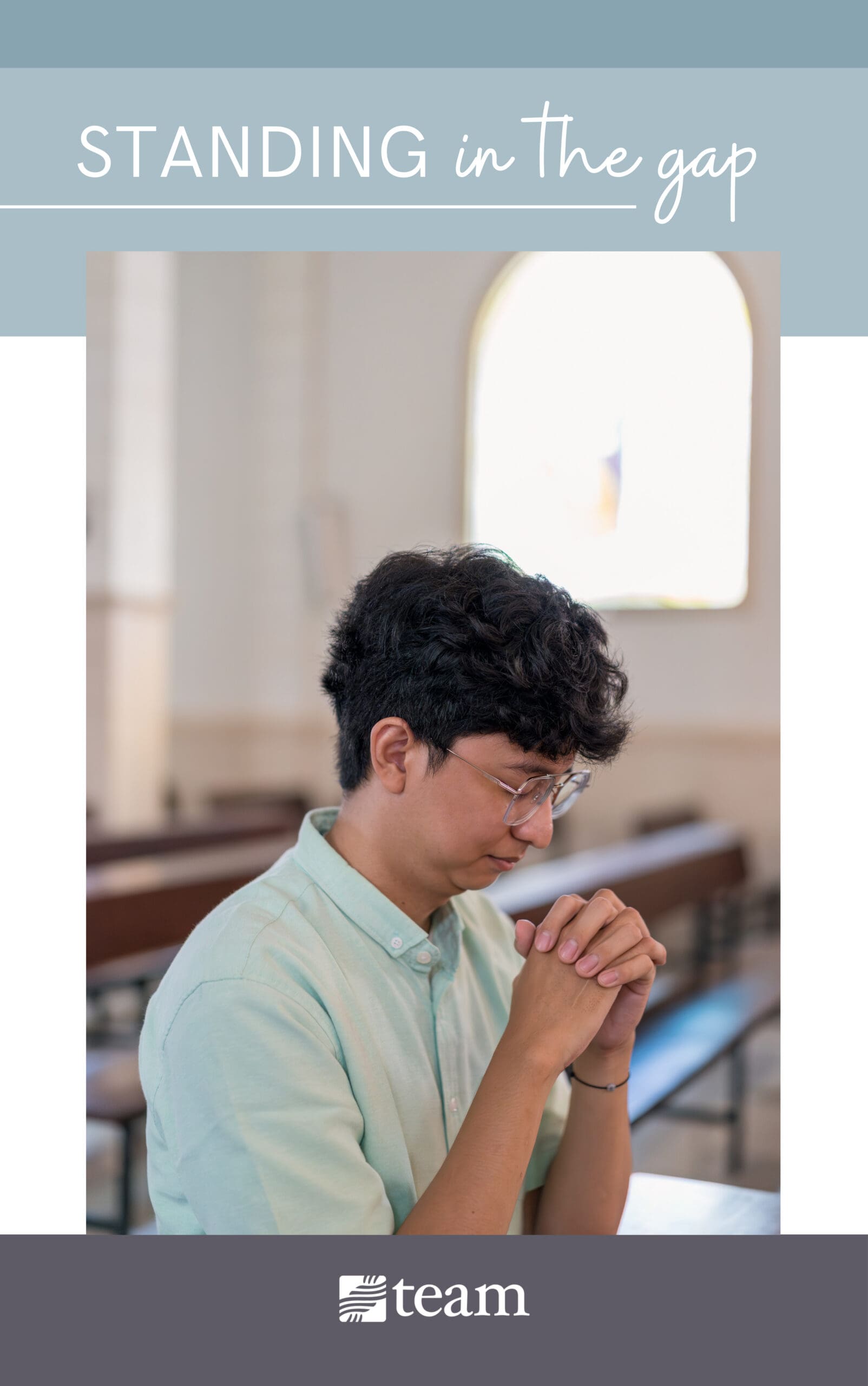 Standing in the Gap eBook cover with a man praying.
