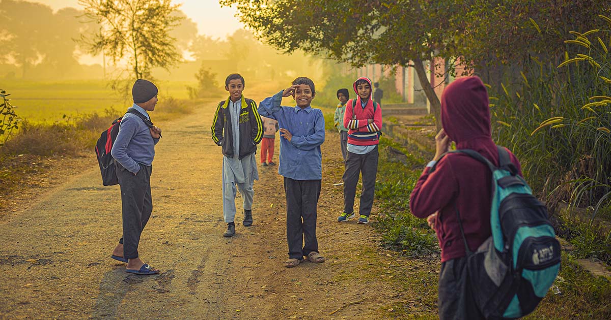 group of children playing on the roads of Pakistan
